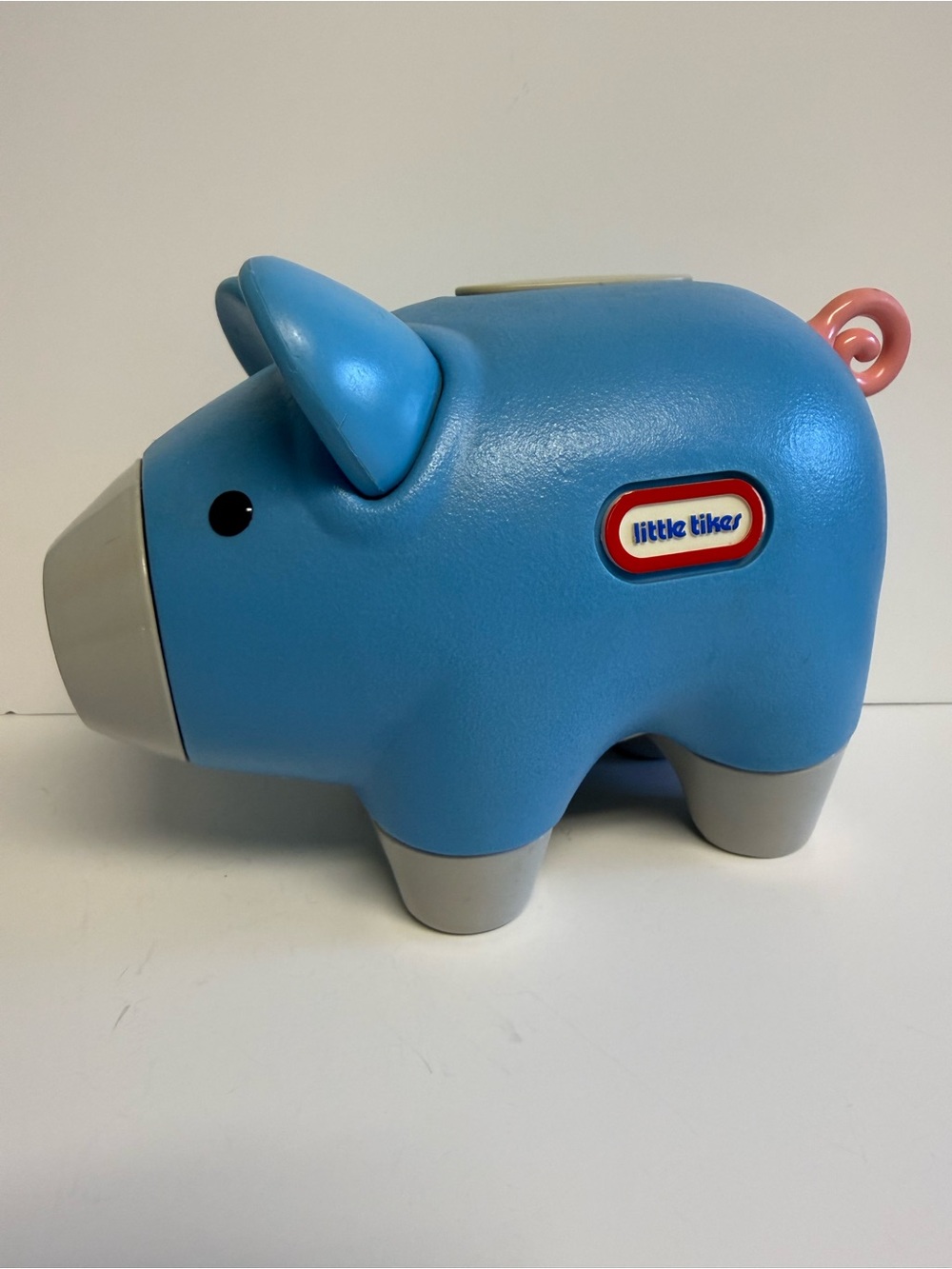 Little Tikes Blue Piggy Bank Coin Bank Vintage Toy Pink Tail